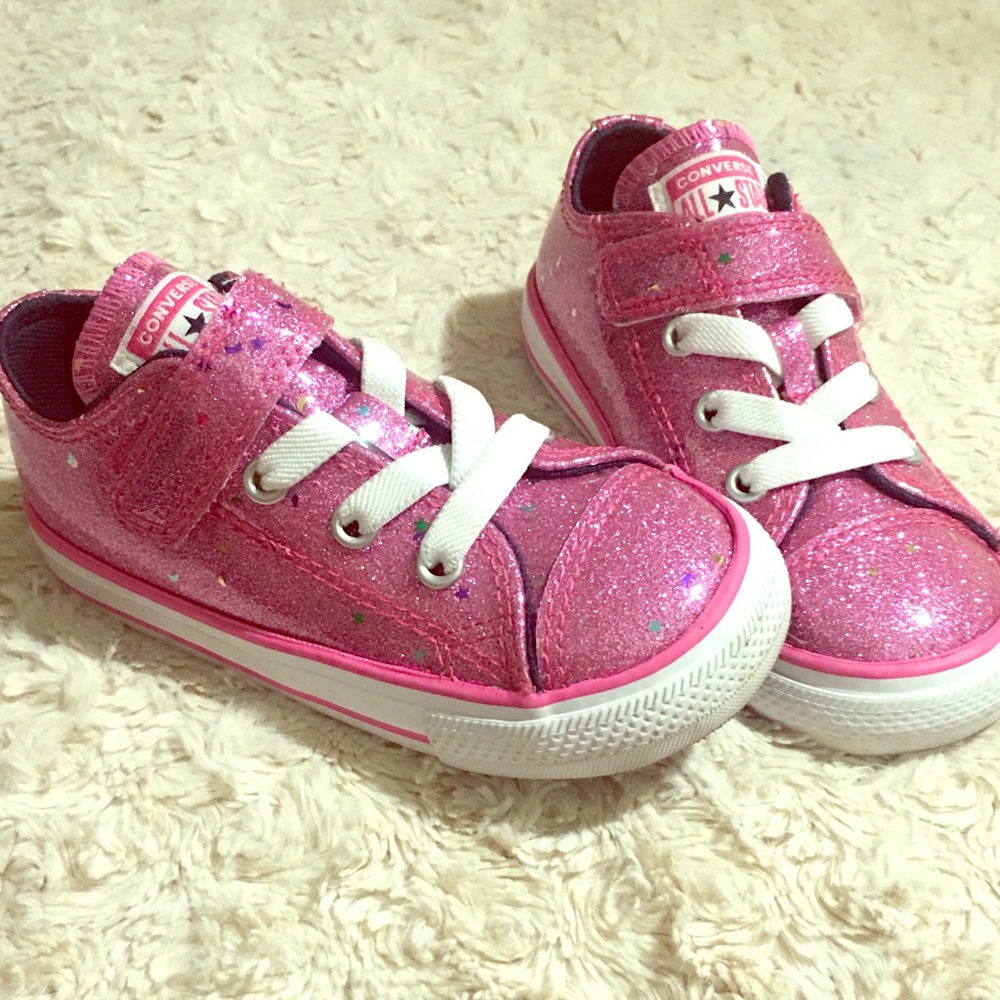 Girls Sparkly Pink Converse
